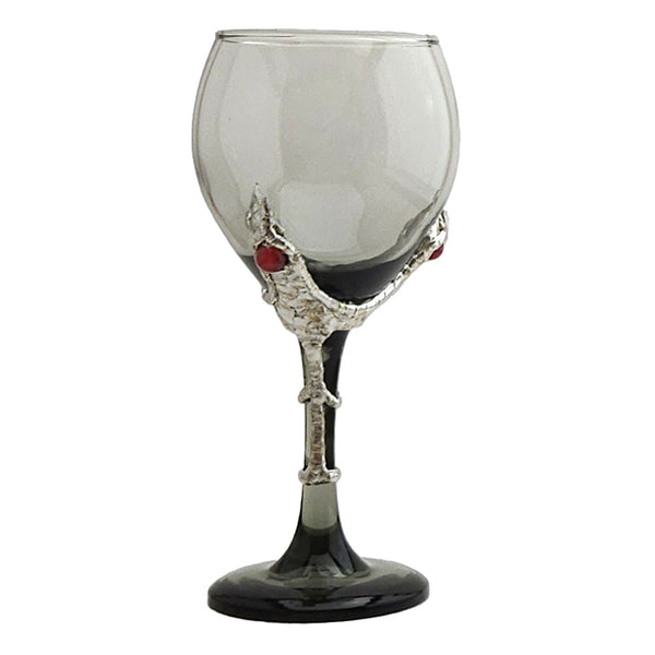 Smoky 13.5 oz red wine glass is gripped by our popular dragon's claw design with 3 cherry quartz balls at the top of each clawed finger. alt view