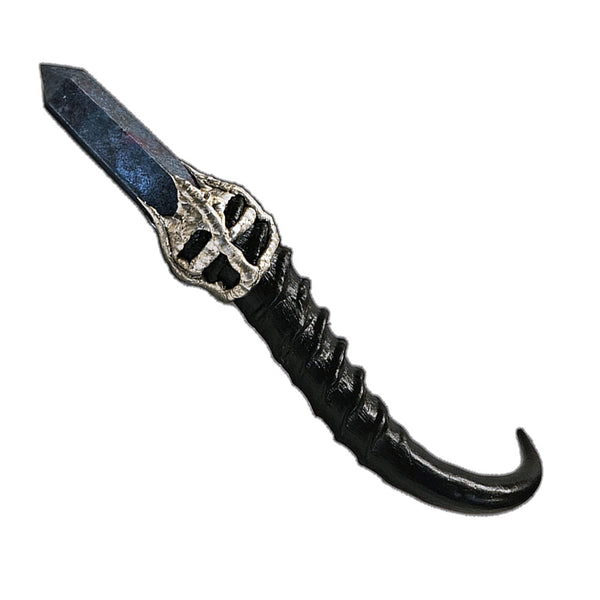 Ruby and kyanite blesbok horn scepter with amethyst back view