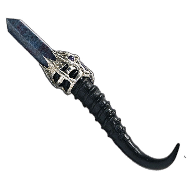 Ruby and kyanite blesbok horn scepter with amethyst side view