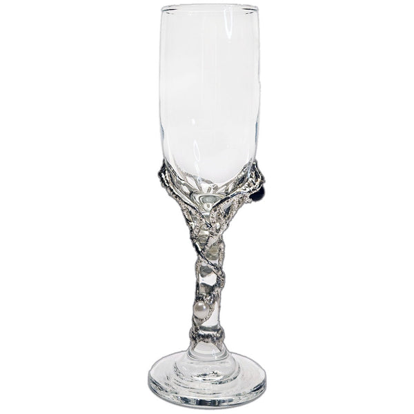 Raise a magical toast with a champagne glass adorned with violet amethyst and three moonlit pearls view 2