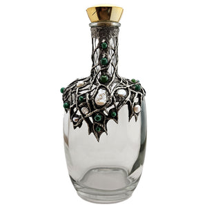 emeralds and white pearl decanter