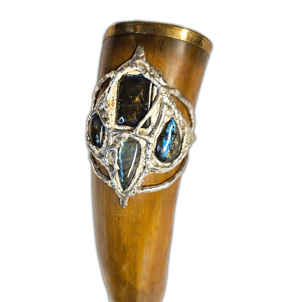 ornamental drinking horn with labradorite