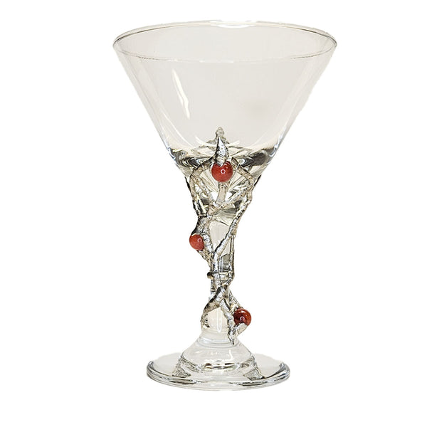  Our 9oz martini glasses are just the right size for a delicious and refreshing drink. A single white pearl and three cherry quartz balls. Martinis or margaritas your choice of course. Front view