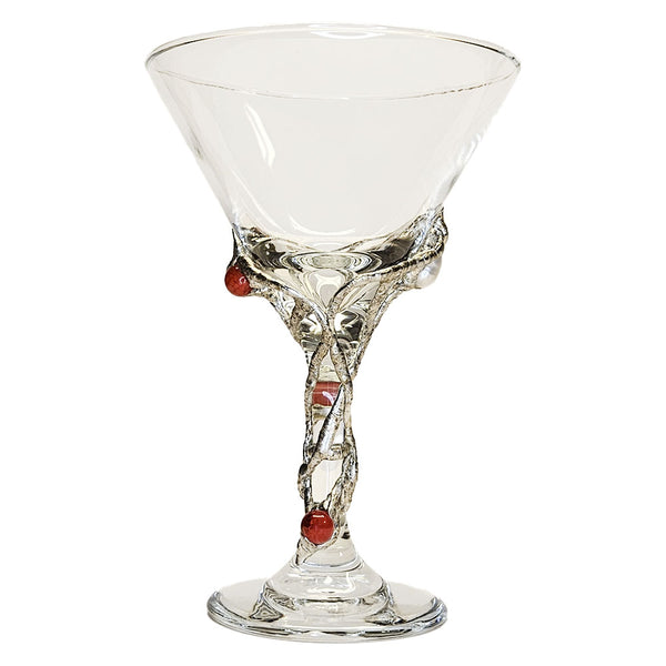  Our 9oz martini glasses are just the right size for a delicious and refreshing drink. A single white pearl and three cherry quartz balls. Martinis or margaritas your choice of course. side view b
