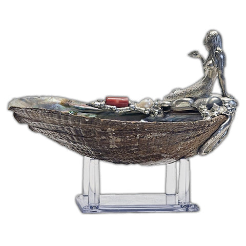 Mermaid abalone shell jewelry bowl