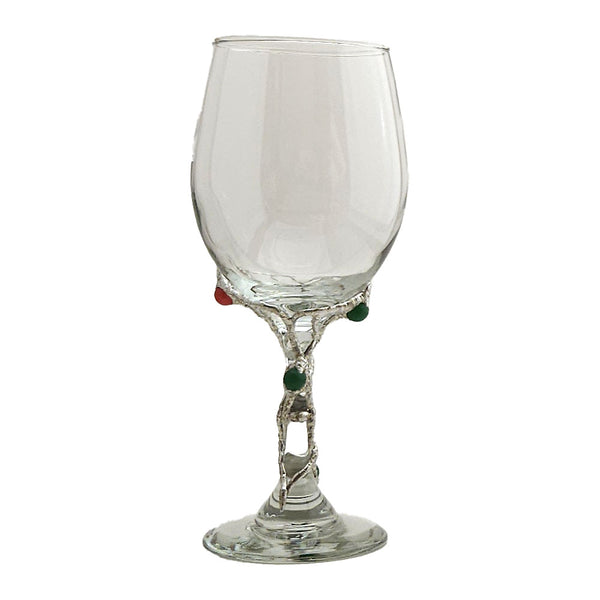 Emeralds and cherry quartz wine glass