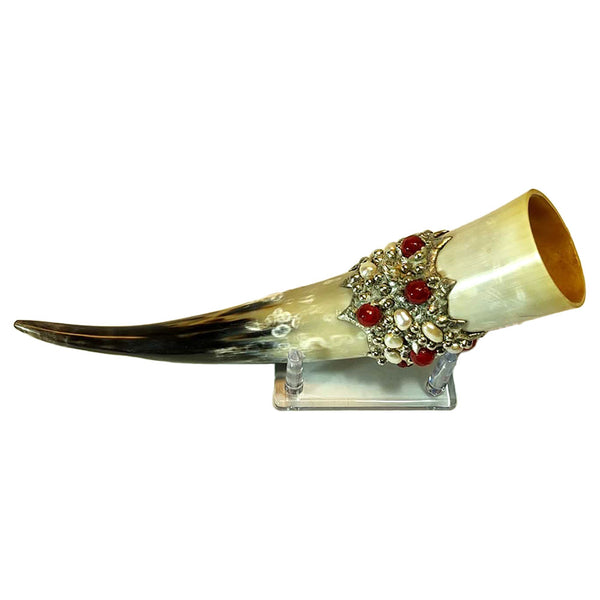 drinking horn with rubies and pearls