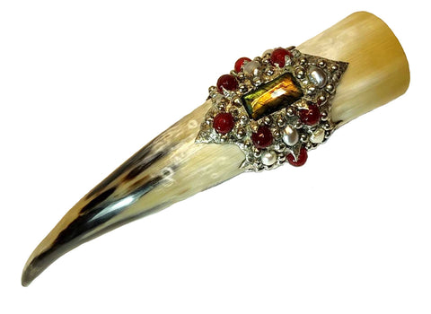 drinking horn with rubies and pearls